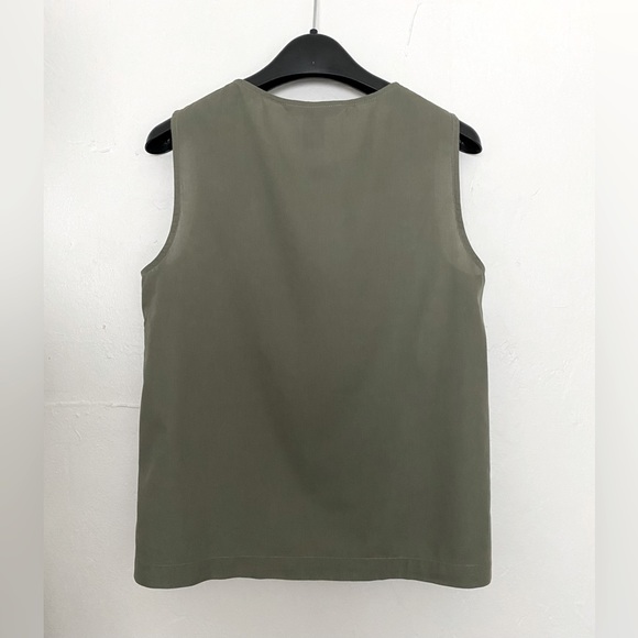 MARC BY MARC JACOBS OLIVE GREEN RUFFLE SLEEVELESS COTTON TOP SHIRT BLOUSE XS - Picture 13 of 14